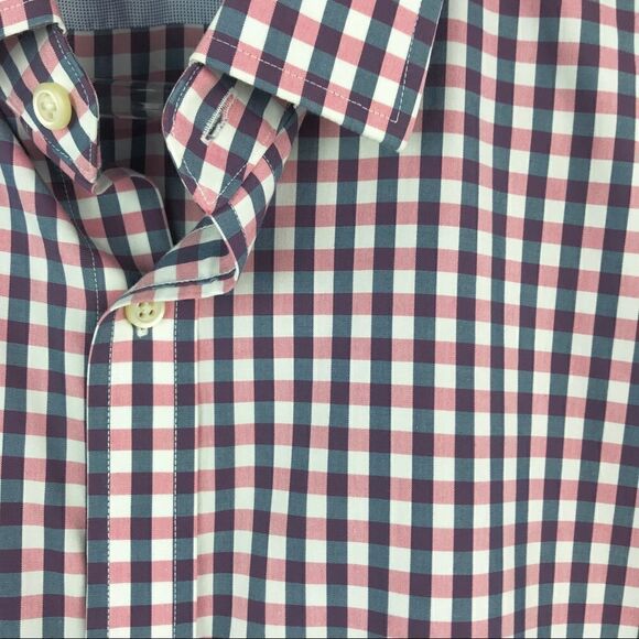 Banana Republic Pink White Plaid Button Up XL - Picture 2 of 5